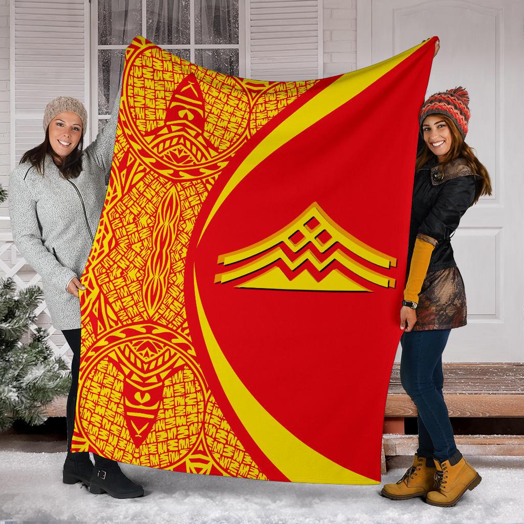Hawaii Premium Blanket Mauna Kea Polynesian - Circle Style Red And Yellow - Polynesian Pride