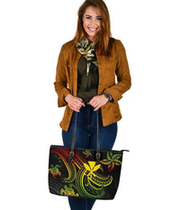 Hawaii Large Leather Tote Bag - Reggae Turtle - Polynesian Pride