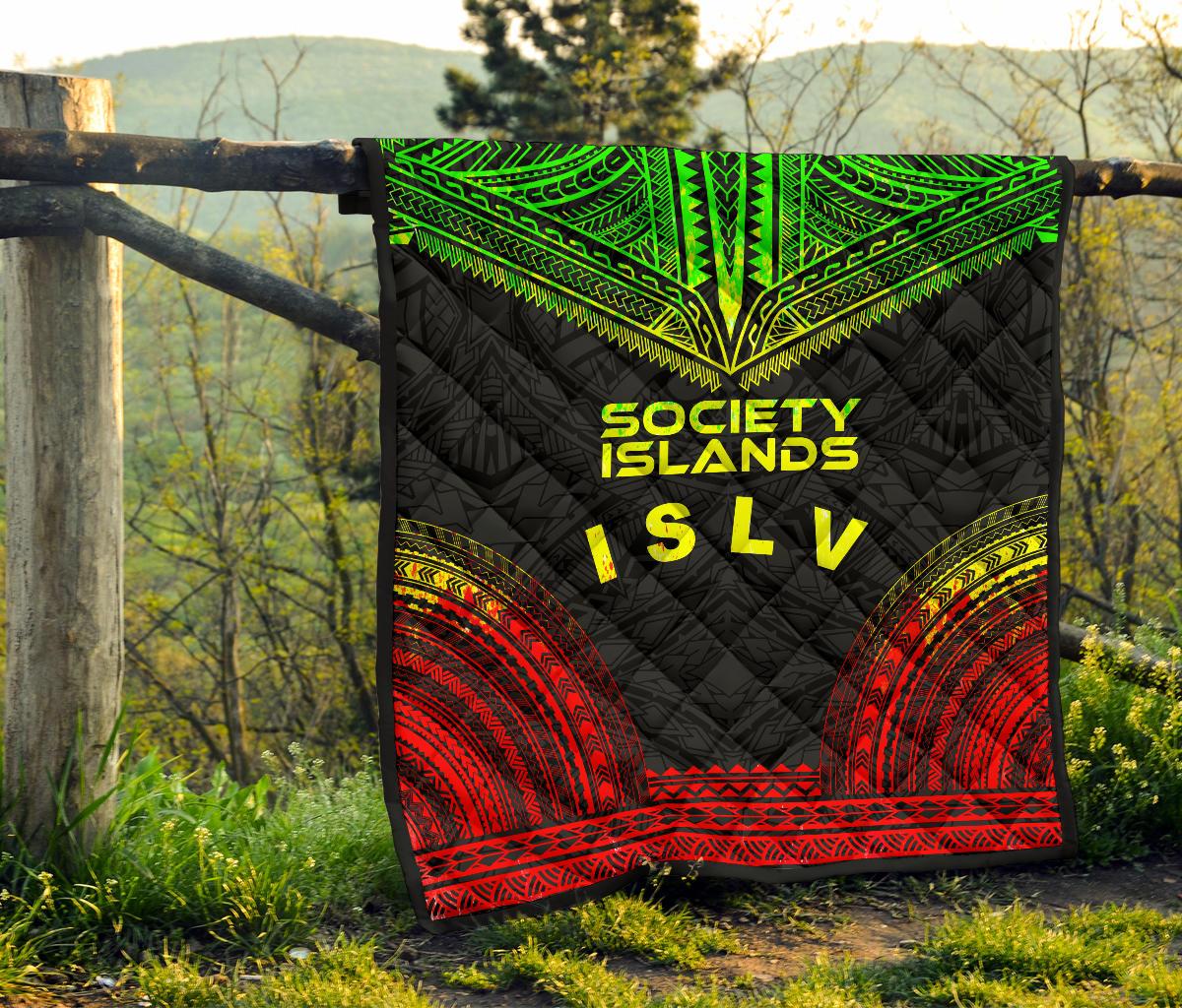 Society Islands Premium Quilt - Society Islands Flag Polynesian Chief Reggae Version - Polynesian Pride