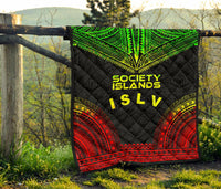 Society Islands Premium Quilt - Society Islands Flag Polynesian Chief Reggae Version - Polynesian Pride