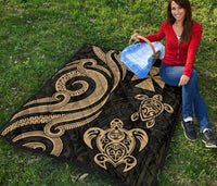 Wallis and Futuna Premium Quilt - Gold Tentacle Turtle - Polynesian Pride