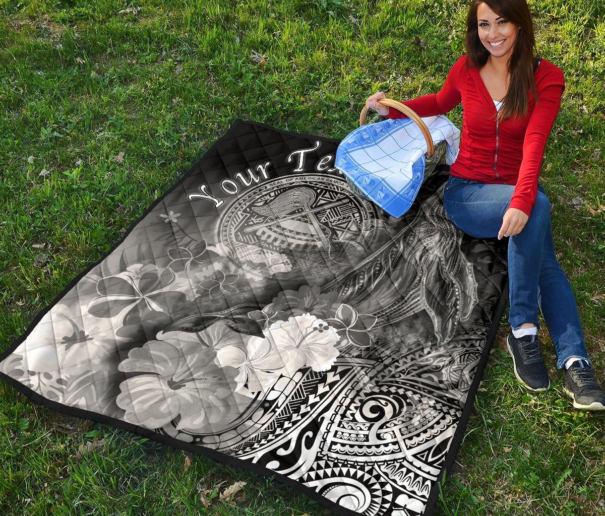 Polynesian Hawaii Custom Personalised Premium Quilt - Humpback Whale with Tropical Flowers (White) - Polynesian Pride