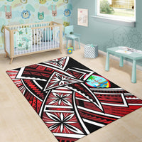 Guam Area Rug - Tribal Flower Special Pattern Red Color - Polynesian Pride