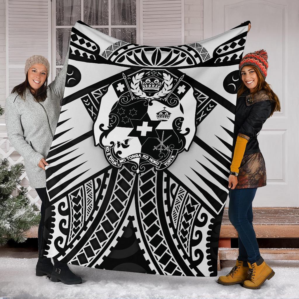 Tonga Polynesian Premium Blanket - Tonga White Seal with Polynesian tattoo - Polynesian Pride