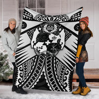 Tonga Polynesian Premium Blanket - Tonga White Seal with Polynesian tattoo - Polynesian Pride