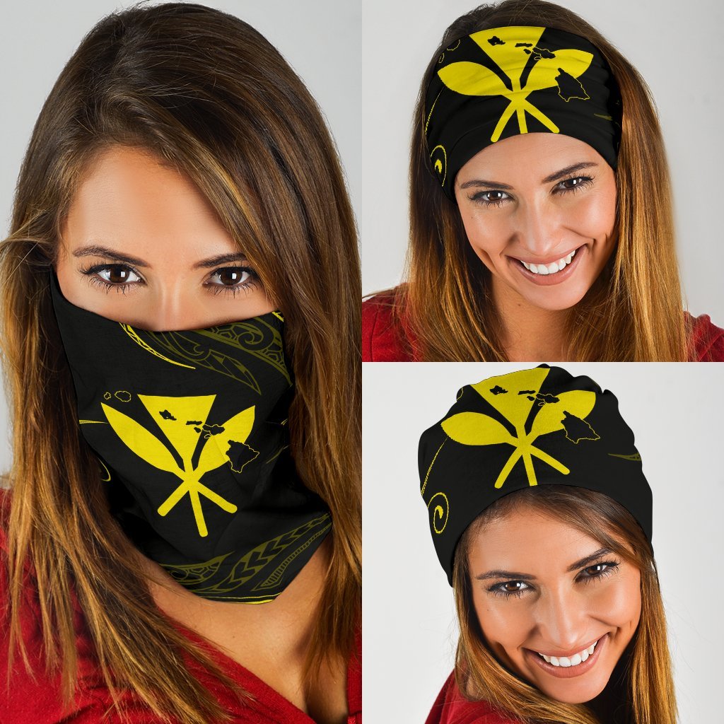 Hawaii Kanaka Map Polynesian Bandana 3 - Pack - Yellow One Size Yellow - Polynesian Pride