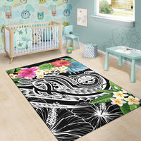 FSM Polynesian Area Rug - Summer Plumeria (Black) - Polynesian Pride