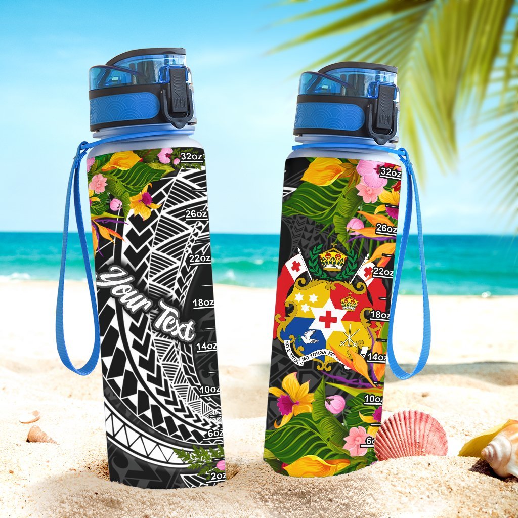 Tonga Custom Personalised Hydro Tracking Bottle - Seal Spiral Polynesian Patterns - Polynesian Pride