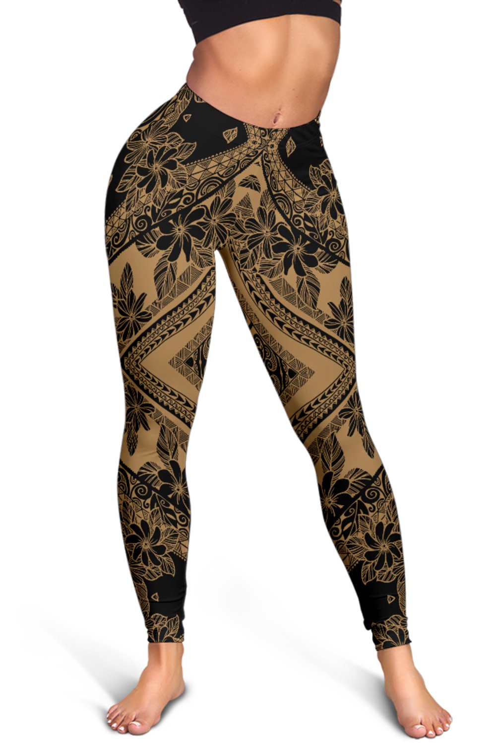 Polynesian Plumeria Mix Gray Hawaii Women's Leggings AH - Polynesian Pride