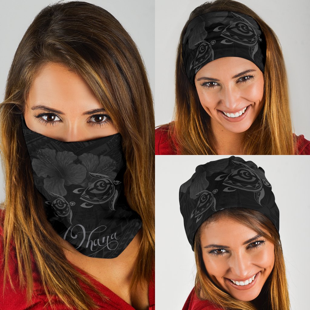 Hawaii Turtle Ohana Hibiscus Polynesian Bandana 3-Pack - Unique Style Gray Gray One Size - Polynesian Pride