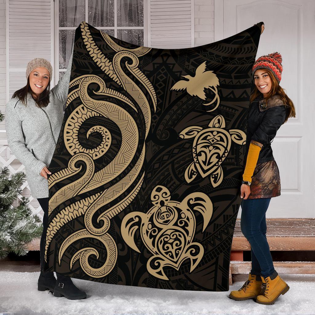 Papua New Guinea Premium Blanket - Gold Tentacle Turtle - Polynesian Pride