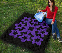 Hawaiian Premium Quilt Royal Pattern - Black And Purple - A1 Style - Polynesian Pride