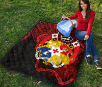 Tonga Polynesian Premium Quilt - Tongan Coat Of Arms Polynesian Tattoo - Polynesian Pride