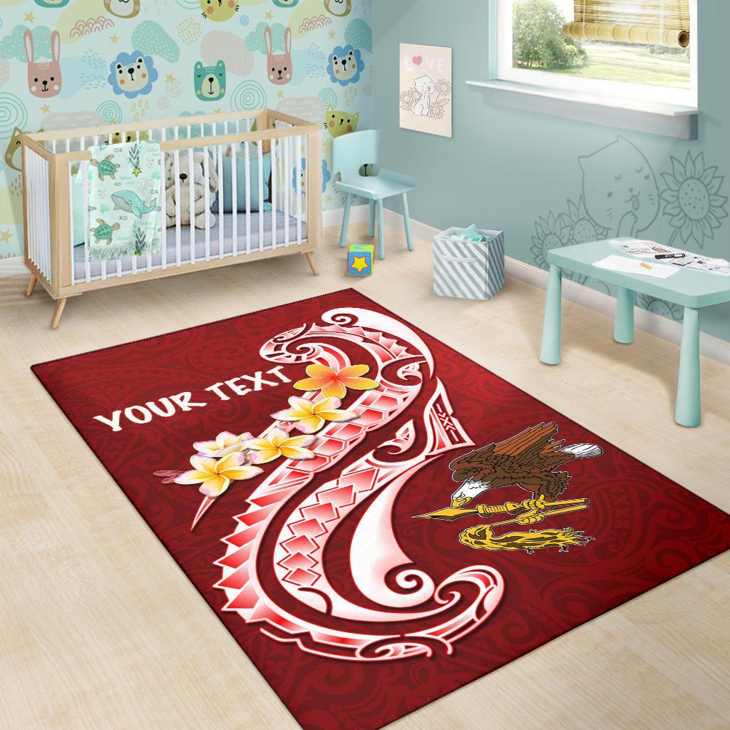 American Samoa Custom Personalised Area Rug - AS Seal Polynesian Patterns Plumeria - Polynesian Pride