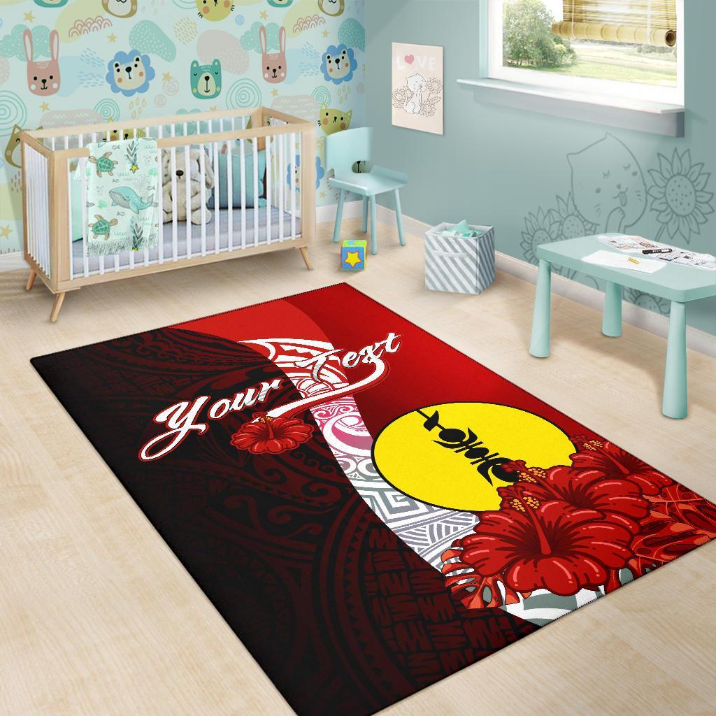 New Caledonia Polynesian Custom Personalised Area Rug - Coat Of Arm With Hibiscus - Polynesian Pride