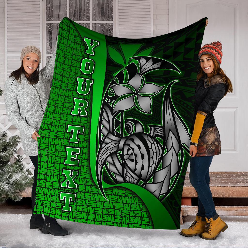 Polynesian Hawaii Custom Personalised Premium Blanket Green - Turtle with Hook - Polynesian Pride