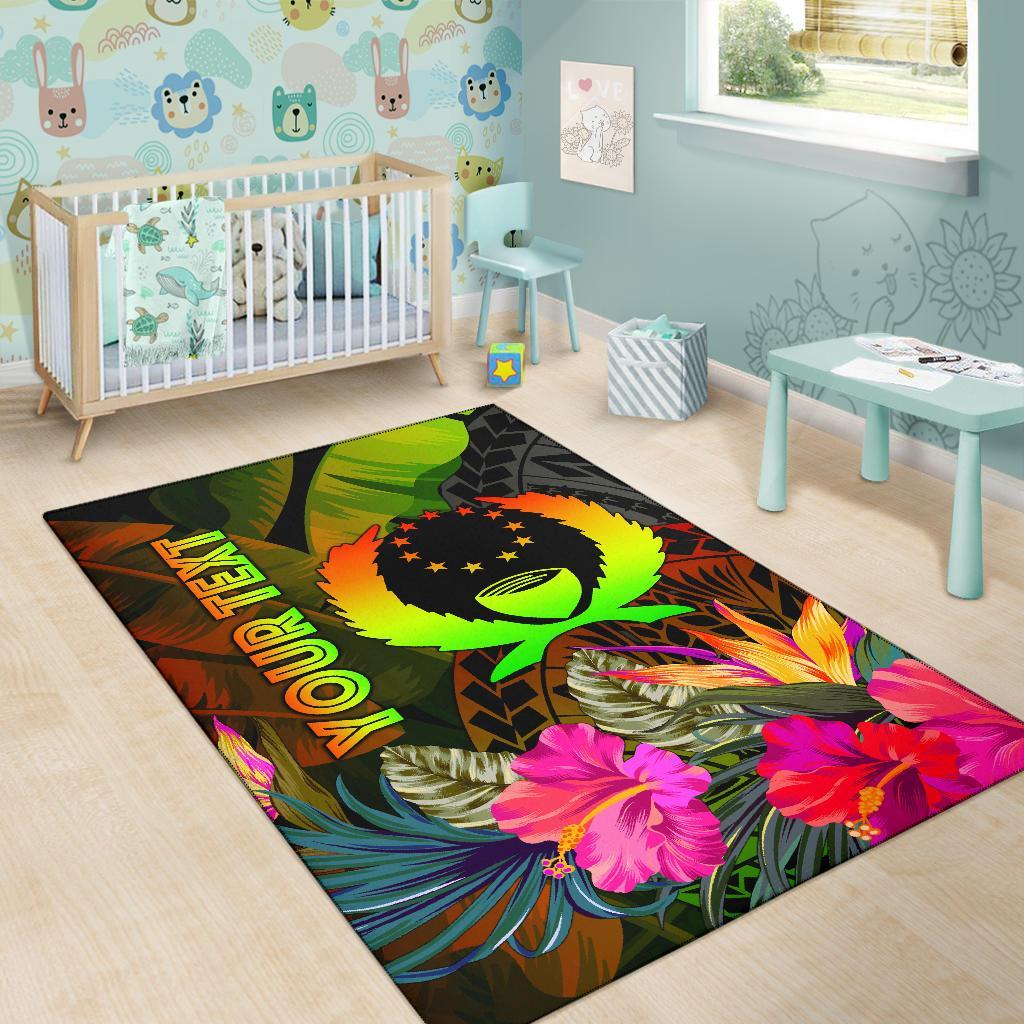 Pohnpei Polynesian Personalised Area Rug - Hibiscus and Banana Leaves - Polynesian Pride