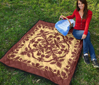 Hawaiian Premium Quilt Royal Pattern - Coral - Polynesian Pride