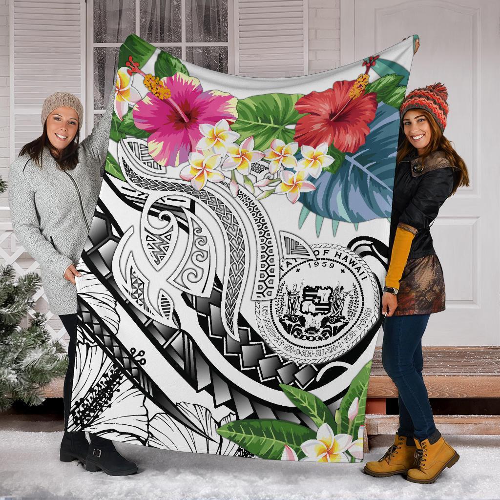Polynesian Hawaii Premium Blanket - Summer Plumeria (White) - Polynesian Pride