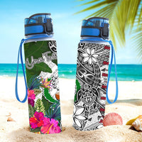 Pohnpei Custom Personalised Hydro Tracking Bottle White - Turtle Plumeria Banana Leaf - Polynesian Pride