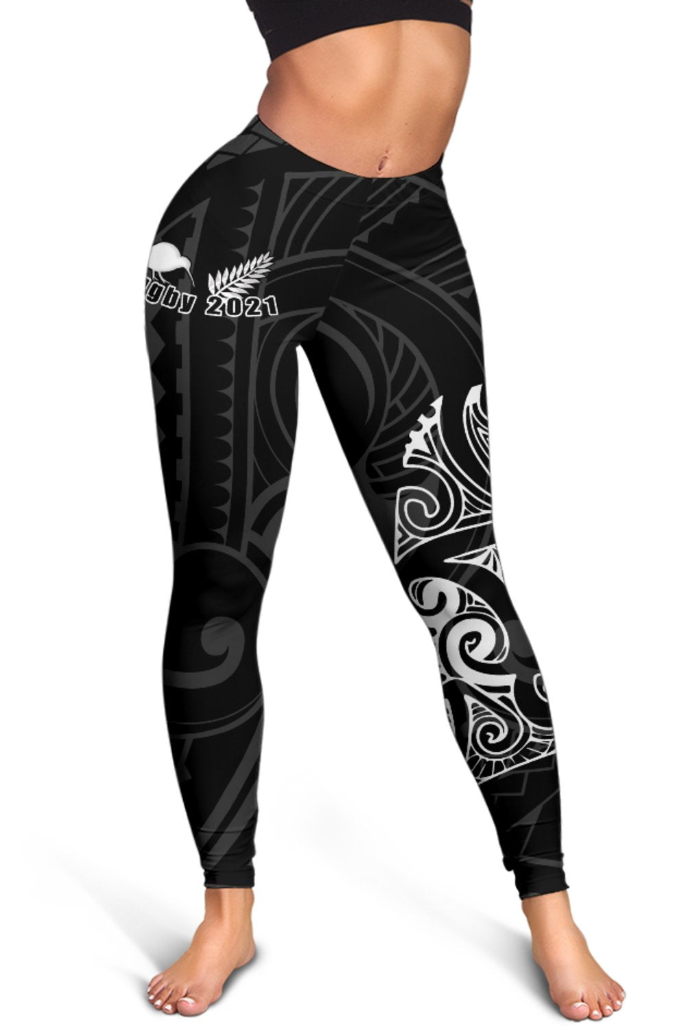 Aotearoa Super Rugby Women Leggings Maori Kiwi Black - Polynesian Pride