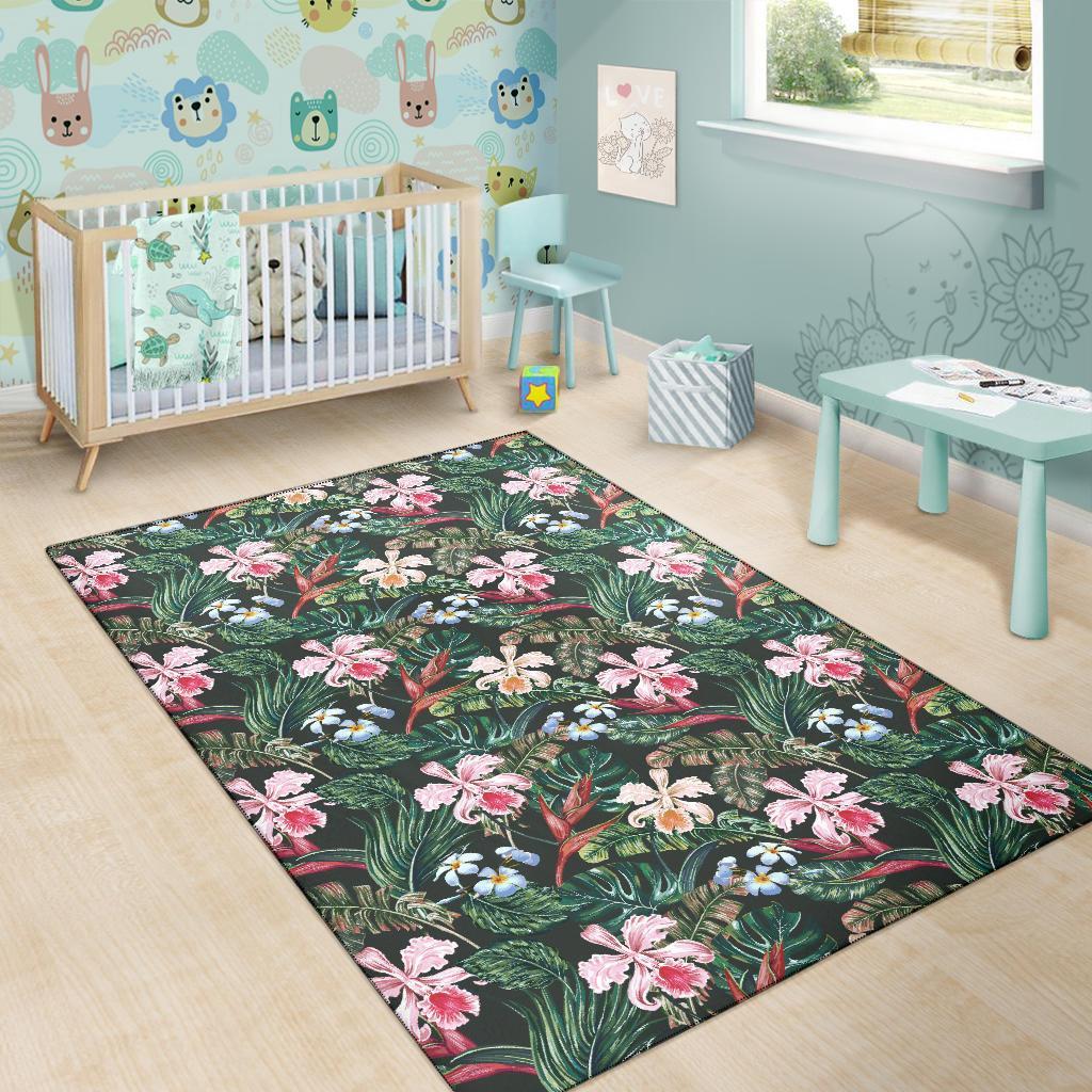 Tropical Monstera Leaf Red Rug - Polynesian Pride