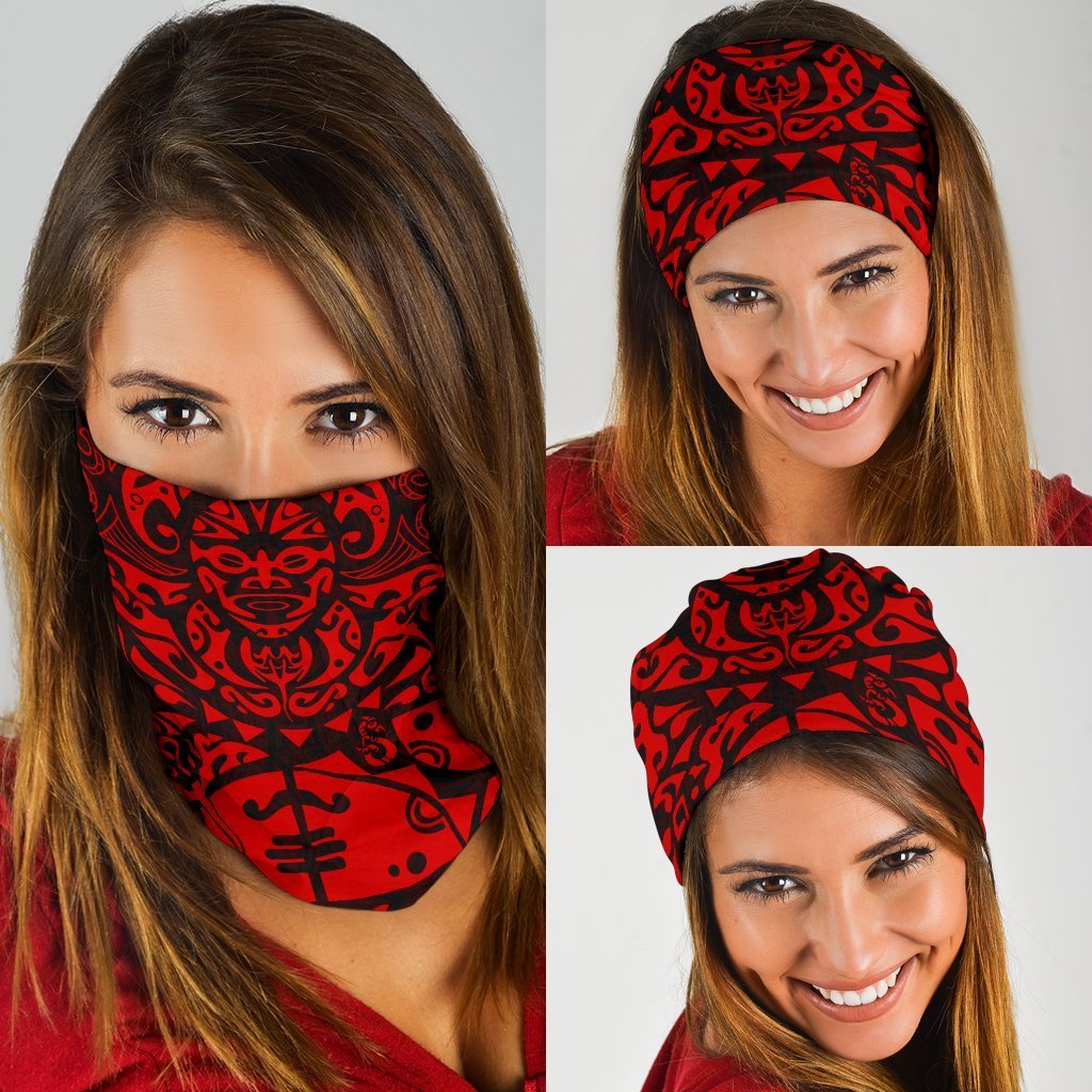 New Zealand Maori Tangaroa Tattoo Bandana - Red - Polynesian Pride