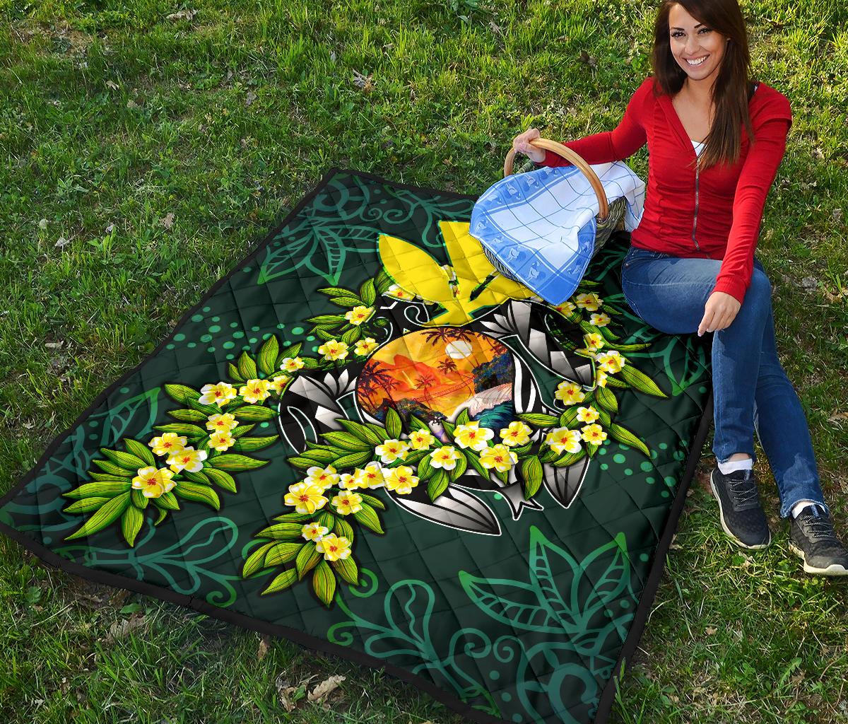 Polynesian Hawaii Premium Quilt - Ti Leaf Lei Turtle - Polynesian Pride