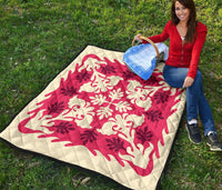 Hawaiian Tropical Pattern Premium Quilt - Pink - Argu Style - AH - Polynesian Pride
