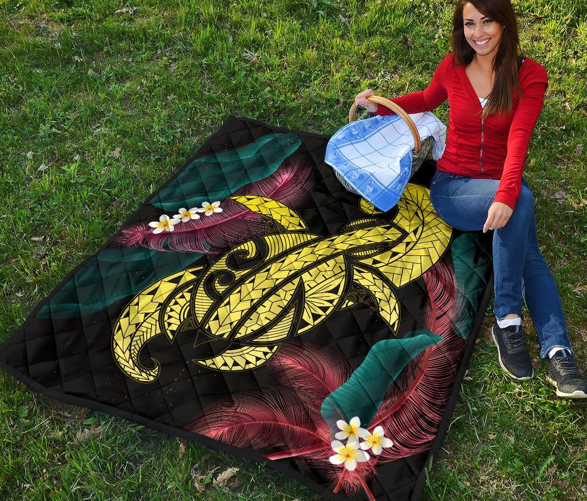 Hawaii Turtle Polynesian Tropical Premium Quilt - Ghia Style Yellow - Polynesian Pride
