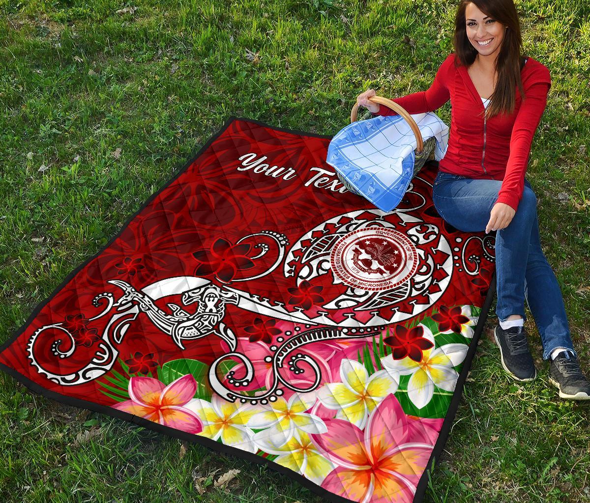 FSM Custom Personalised Premium Quilt - Turtle Plumeria (RED) - Polynesian Pride