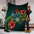 Cook Islands Polynesian Premium Blanket - Green Turtle Hibiscus - Polynesian Pride