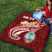 Guam Personalised Premium Quilt - Guam Seal Polynesian Patterns Plumeria (Red) - Polynesian Pride