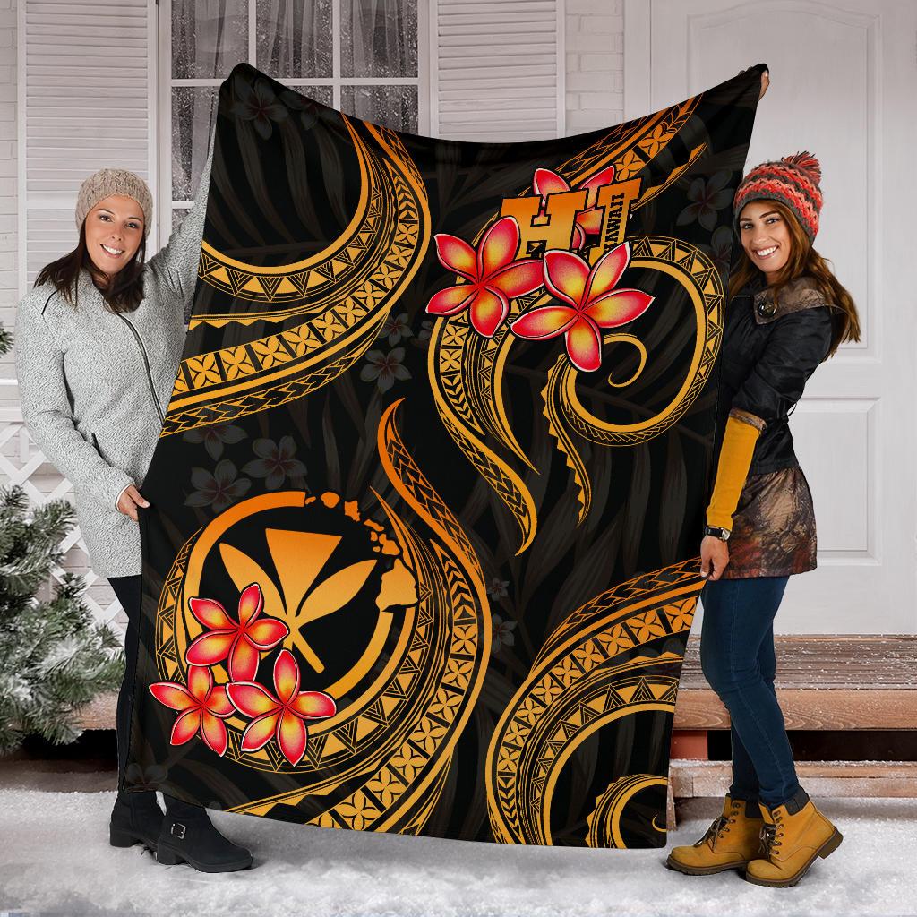 Polynesian Hawaii Premium Blanket - Gold Plumeria - Polynesian Pride