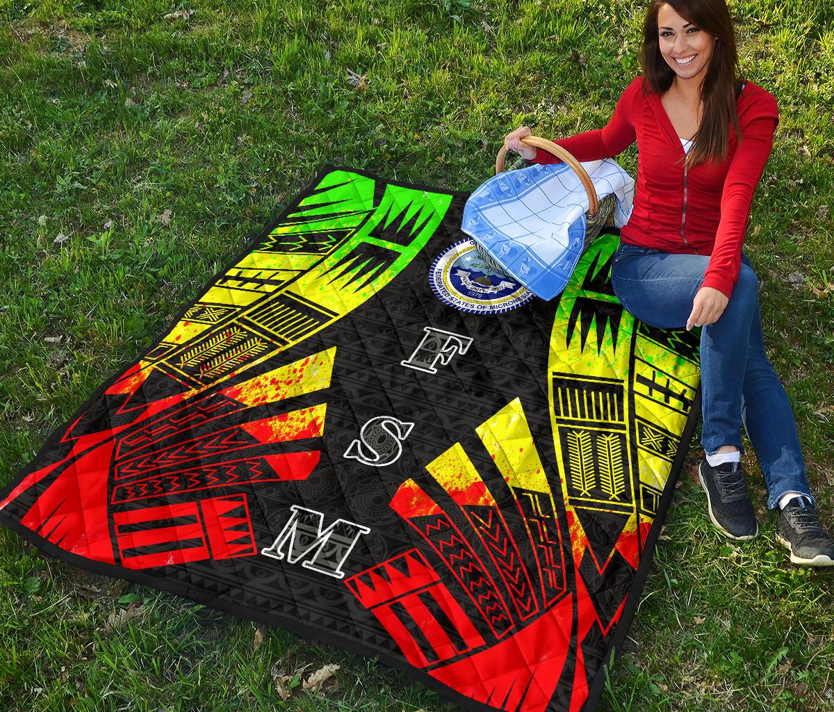 Federated States Of Micronesia Premium Quilt - Federated States Of Micronesia Seal Polynesian Reggae Tattoo - Polynesian Pride