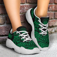 Hawaii White Chunky Sneakers Green - Circle Style - Polynesian Pride