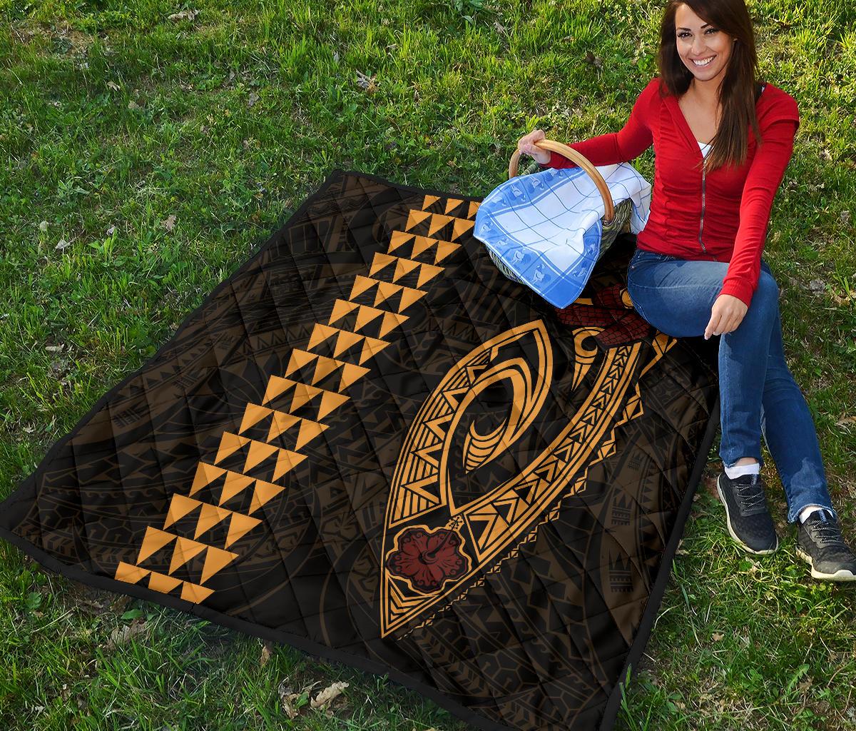 Hawaii Kakau Makau Fish Hook Polynesian Premium Quilt - Original - Polynesian Pride