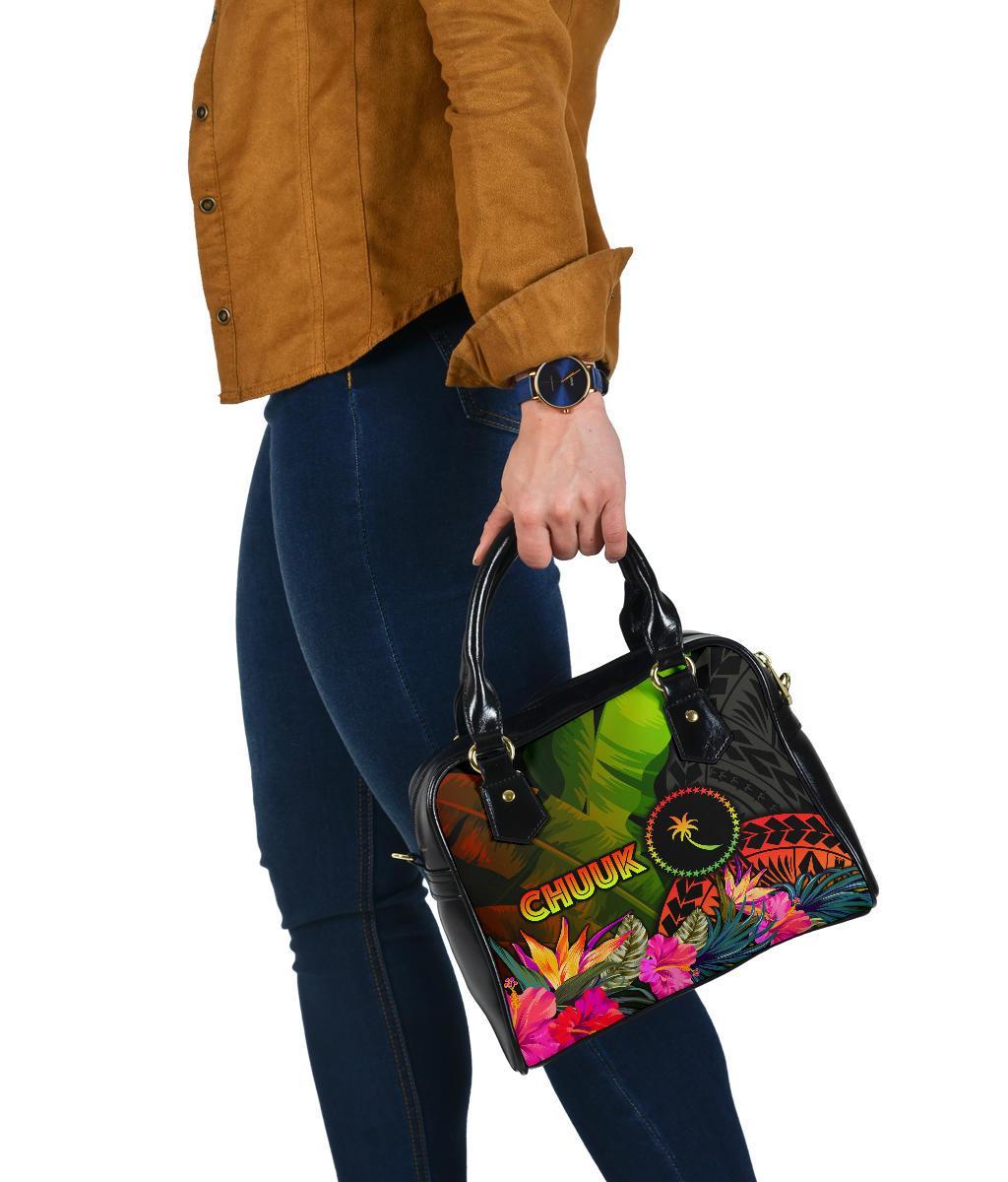 Chuuk Polynesian Shoulder Sweater - Hibiscus and Banana Leaves - Polynesian Pride