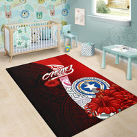 Northern Mariana Islands Polynesian Area Rug - Coat Of Arm With Hibiscus - Polynesian Pride