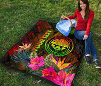 Federated States of Micronesia Polynesian Personalised Quilt - Hibiscus and Banana Leaves - Polynesian Pride