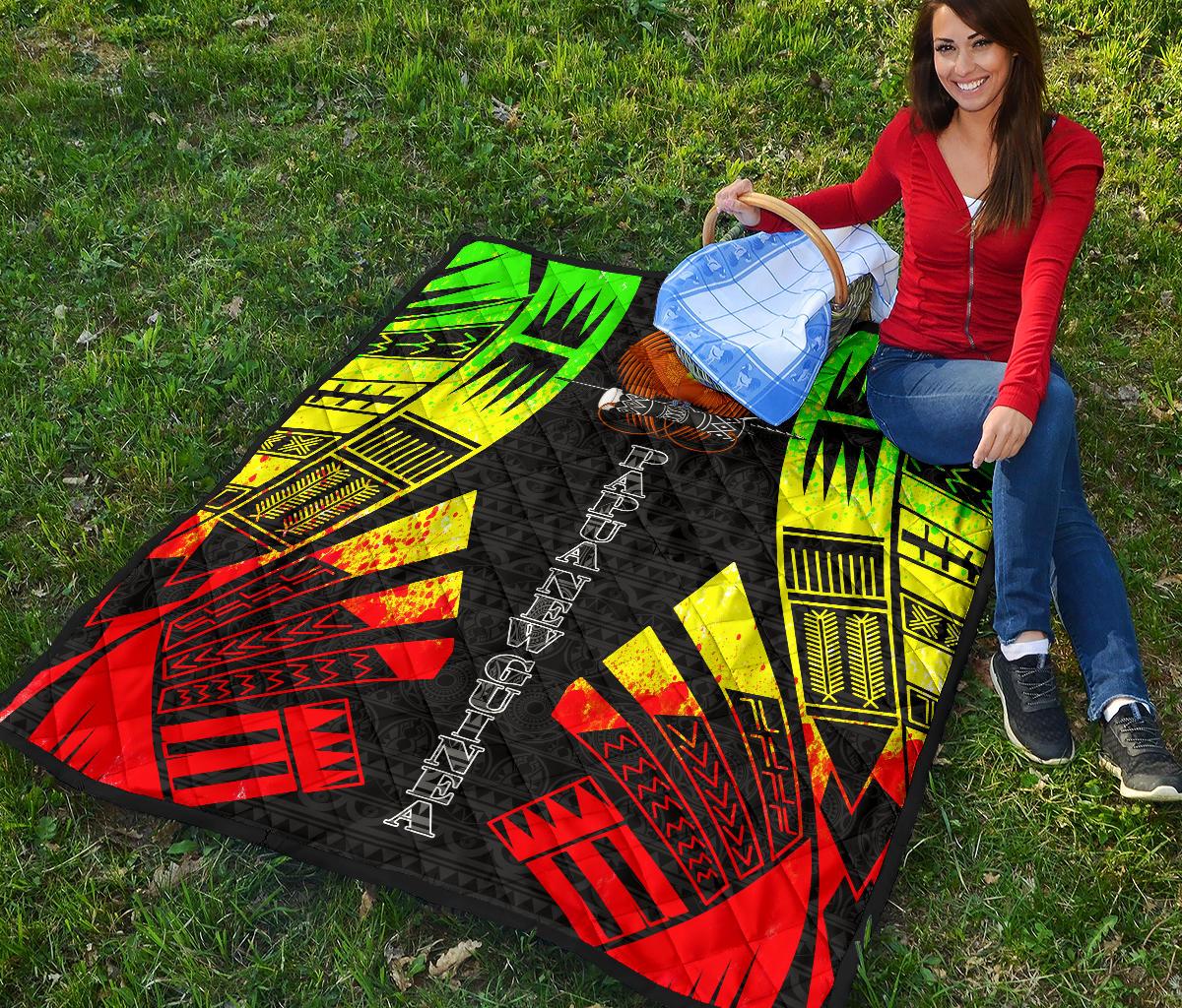 Papua New Guinea Premium Quilt - Papua New Guinea Coat Of Arsms Polynesian Reggae Tattoo - Polynesian Pride