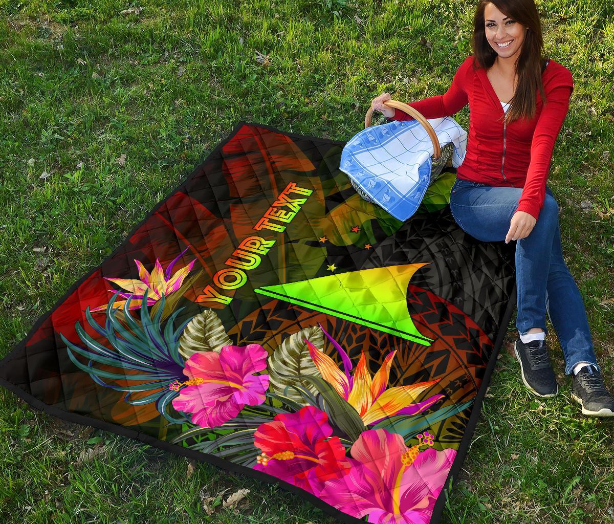 Tokelau Polynesian Personalised Premium quilt - Hibiscus and Banana Leaves - Polynesian Pride