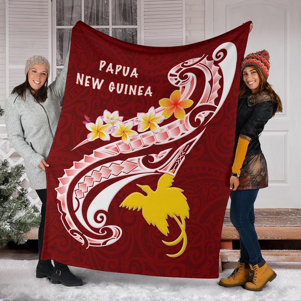 Papua New Guinea Premium Blanket - PNG Seal Polynesian Patterns Plumeria - Polynesian Pride