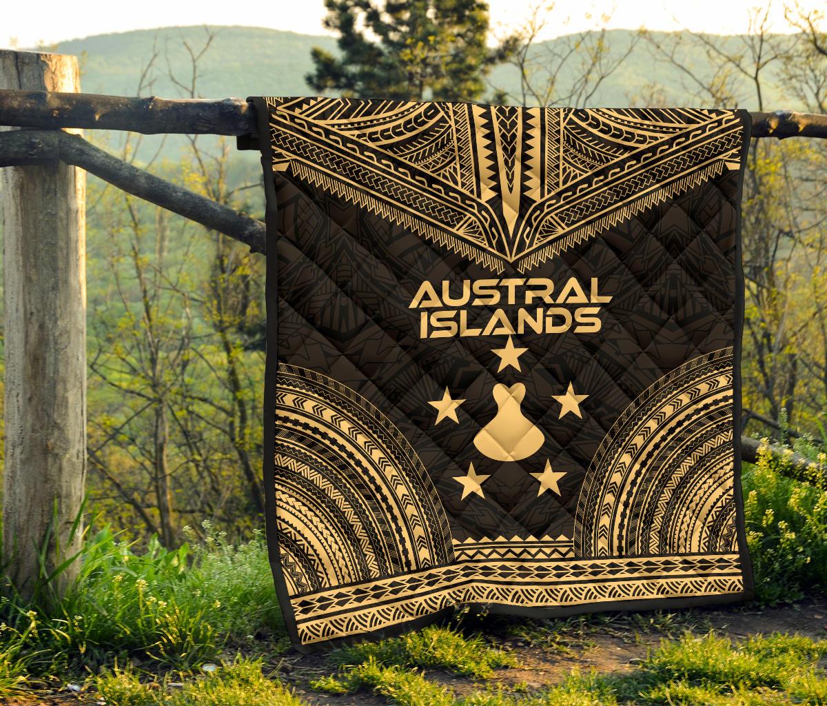 Austral Islands Premium Quilt - Austral Islands Flag Polynesian Chief Gold Version - Polynesian Pride