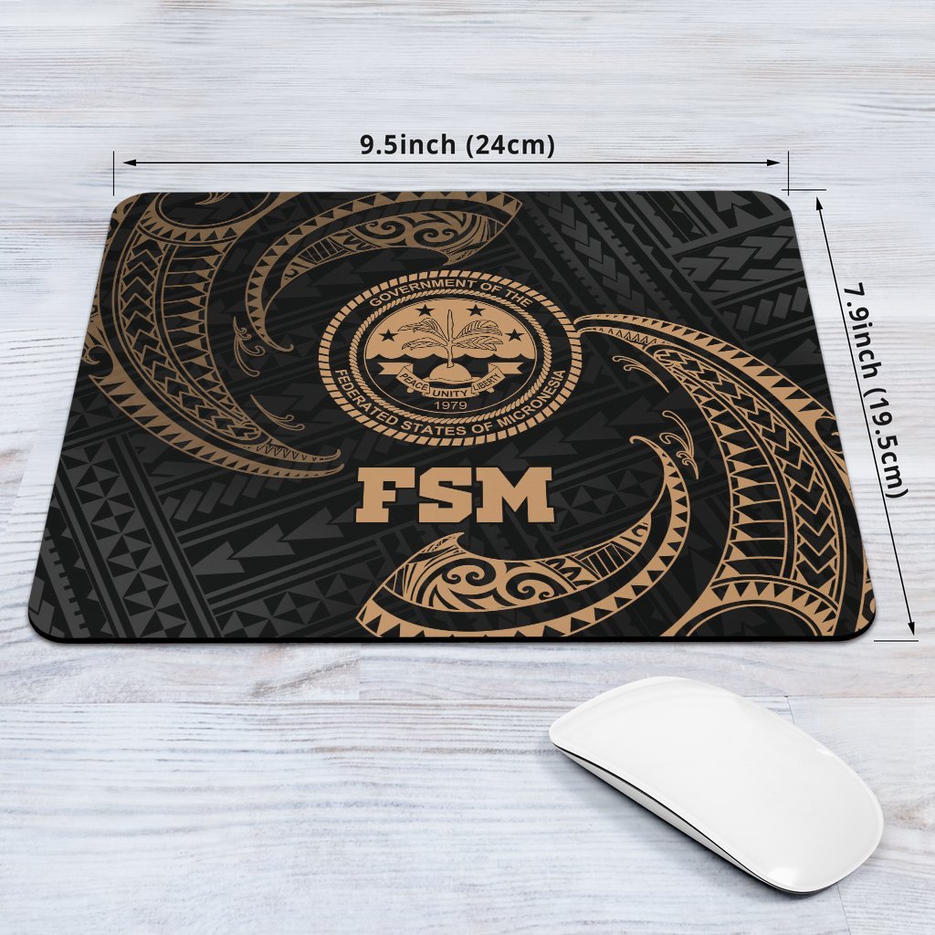 Federated States Of Micronesia Mouse Pad - Gold Tribal Wave - Polynesian Pride
