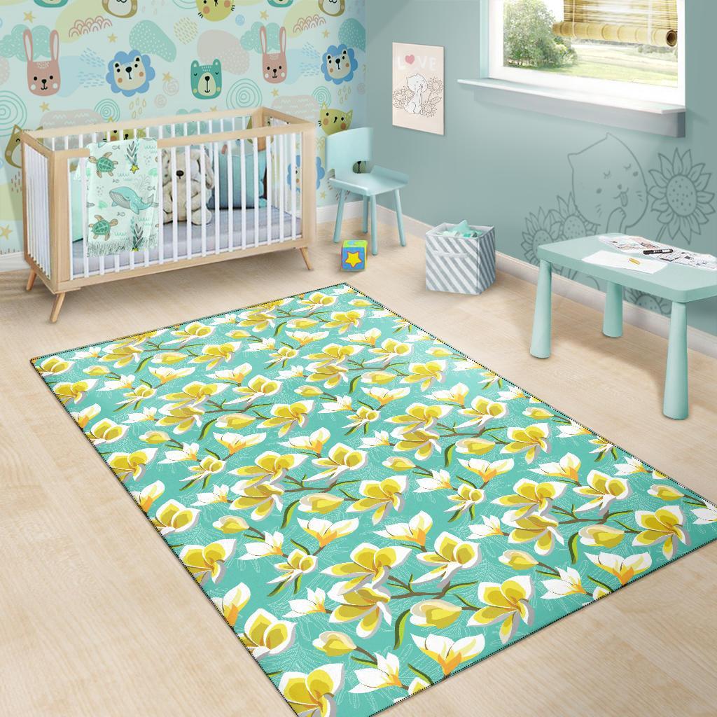 Tropical Plumeria Blue Rug - Polynesian Pride
