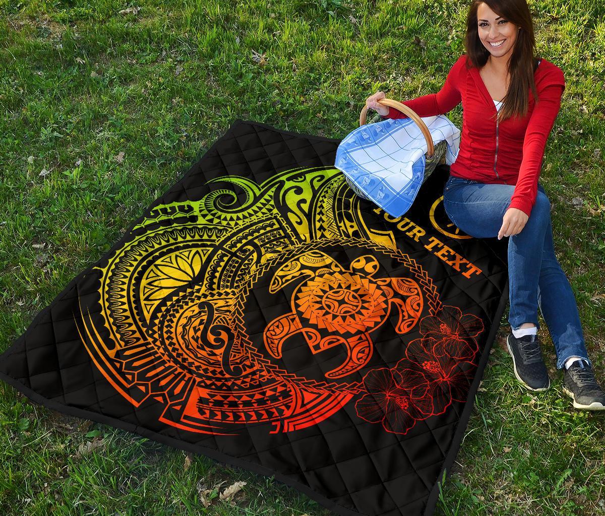 Hawaii Polynesian Personalised Premium Quilt - Vintage Polynesian Turtle (Reggae) - Polynesian Pride