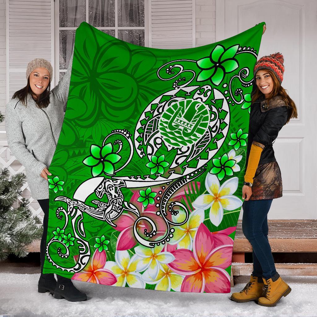 Tahiti Premium Blanket - Turtle Plumeria (Green) - Polynesian Pride