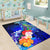 Custom Personalised Samoa Area Rug - Humpback Whale with Tropical Flowers (Blue) - Polynesian Pride