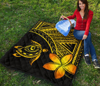 Hawaii Quilt - Hawaii Turtle Plumeria Quilt Yellow - Polynesian Pride